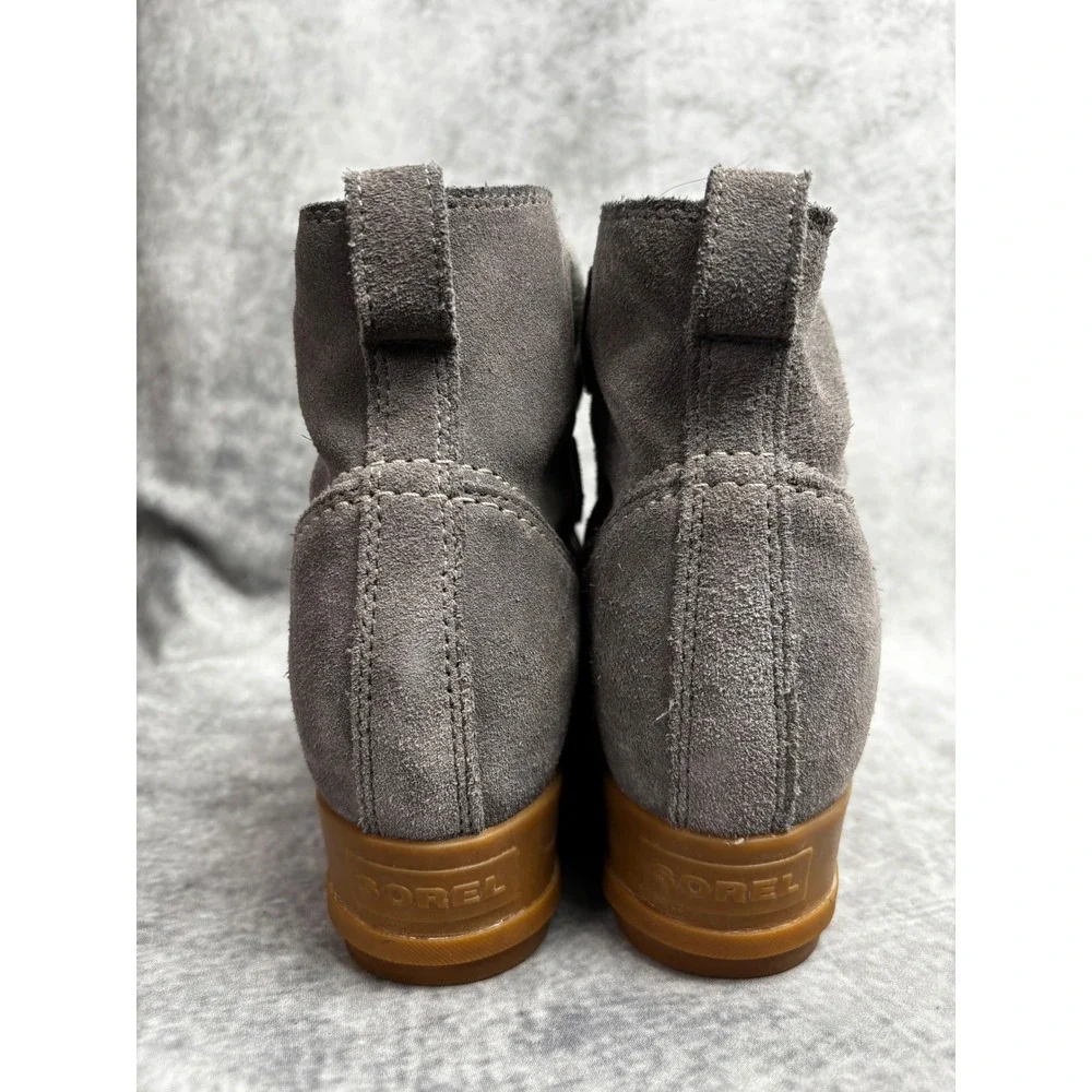 Sorel Women's Evie Gray Suede Waterproof Wedge Lace Up Ankle Boot‎ Size 8